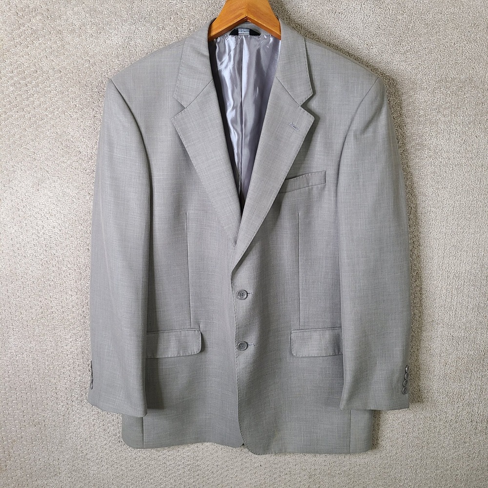 Nick Hilton Jacket Mens 44L Gray Blazer Super 150s 2 Button Poly Blend Suit Coat